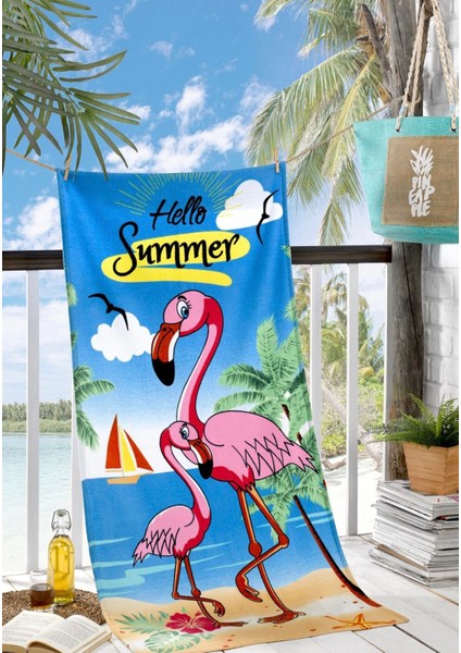 Plaj Havlusu 75 x 150 Flamingo Desenli