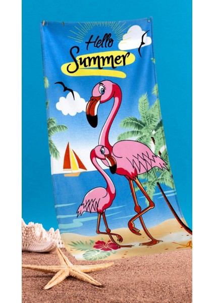 Plaj Havlusu 75 x 150 Flamingo Desenli fiyatları
