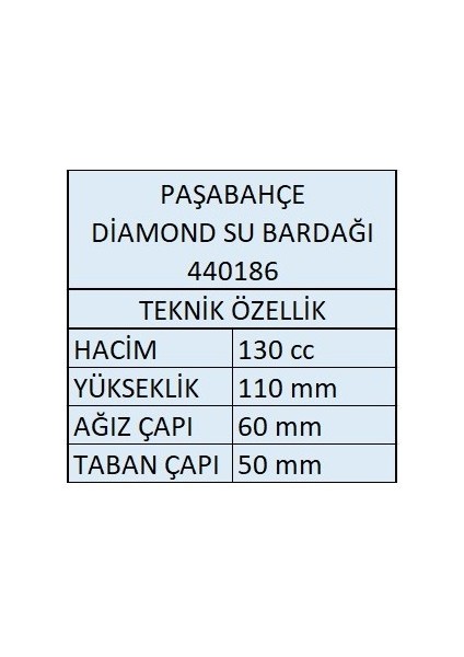 440186 Diamond Kahve Yanı Su Bardağı 6 Adet