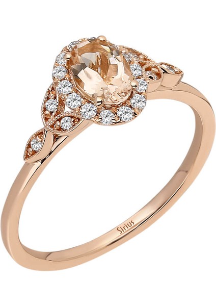 Pırlanta ve Oval Morganite Taşlı Rüya Yüzük 0417R0274