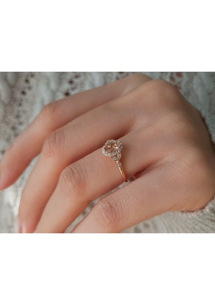 Pırlanta ve Oval Morganite Taşlı Rüya Yüzük 0417R0274 fırsatları