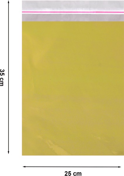 25x35 Gold 50 Adet Yapışkanlı Metalize Hediye Poşeti Metalik Gold Hediye Ambalaj Paketi