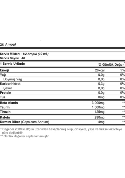 R-Weıler Shot 20 Ampul Portakal Unisex Güç ve Performans EKP0085