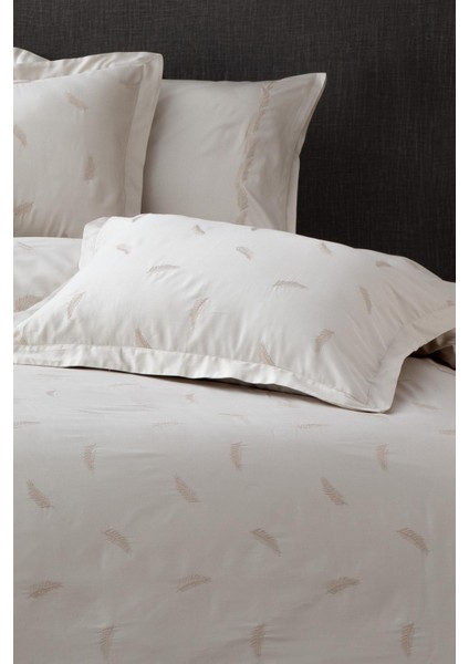 Güz Çift Kişilik Nevresim Takımı %100 Organik Pamuk Saten Brodeli Bej 200X220 cm fiyatları
