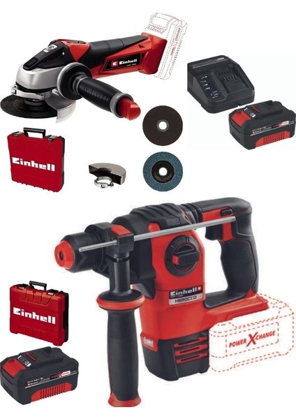 Te-Ag 18/115 Acc Aksesuarlı Avuç Taşlama Herocco 18V Kırıcı Delici 2X4.0AH Akülü Set