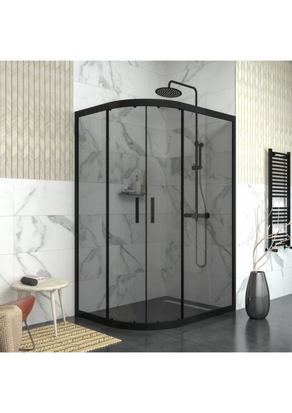 Black Sirius 6 mm Füme Cam Asimetrik Oval Duşakabin fiyatları