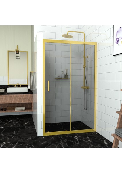 Gold Capello 6 mm Füme Cam İki Duvar Arası 1 Sabit 1 Sürgü İki Duvar Arası Duşakabin