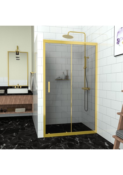Gold Capello 6 mm Füme Cam İki Duvar Arası 1 Sabit 1 Sürgü İki Duvar Arası Duşakabin fiyatları