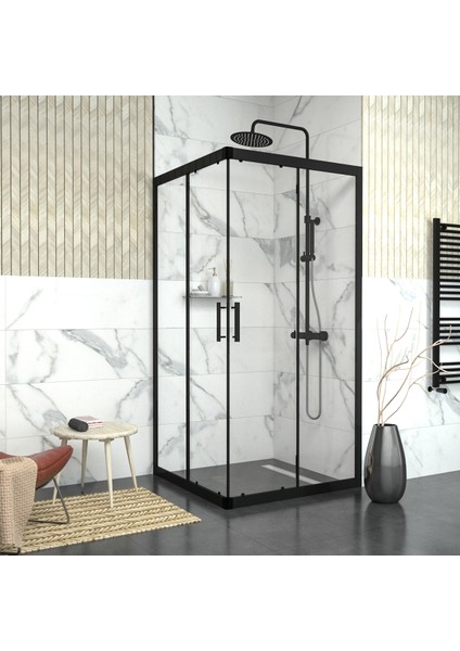 Black Vega 6 mm Şeffaf Cam Kare Duşakabin fiyatları