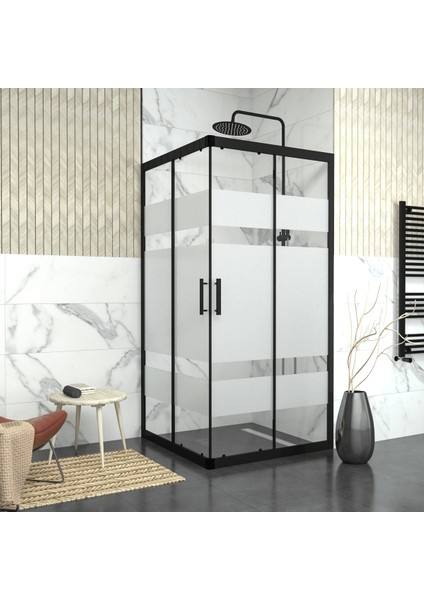 Black Vega 6 mm Kumlamalı Cam Kare Duşakabin fiyatları