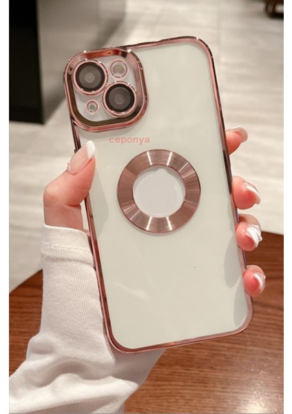 Iphone 14 Kılıf Uyumlu Köşeleri Renkli Şeffaf Kamera Korumalı Silikon Luxury Kapak