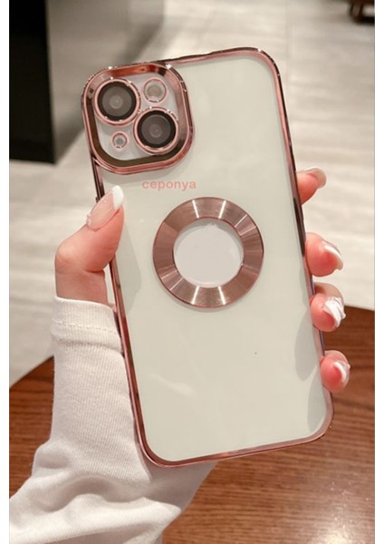 Iphone 14 Plus Kılıf Uyumlu Köşeleri Renkli Şeffaf Kamera Korumalı Silikon Luxury Kapak