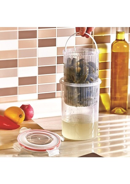 Süzgeçli Derin Saklama Kabı (Zeytinlik, Turşuluk) 1.5lt 3'Lü