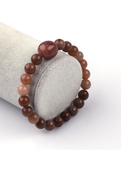Çilek Kuvars Doğal Taş Bileklik 8mm Küre Kesim