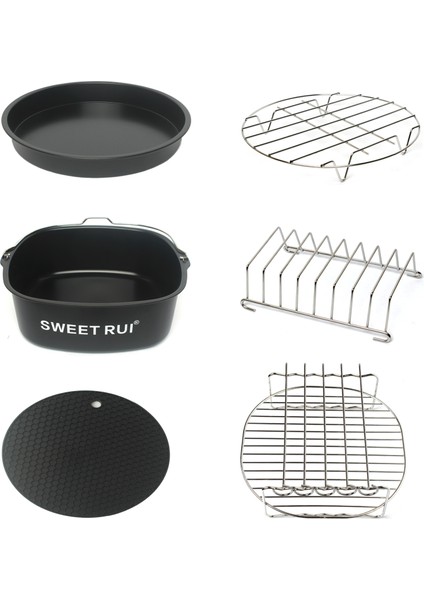 Hava Fritöz Aksesuarları 9 Inç (22CM Çap) Philips Airfryer Xxl HD9630, HD9650 ile Uyumlu 6'lı Pişirme Seti (Yurt Dışından)