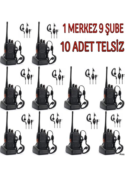 10 Adet Fabrika Antrepo Depo Işyeri Telsiz Takımı Pmr Lisanssız El Telsizi