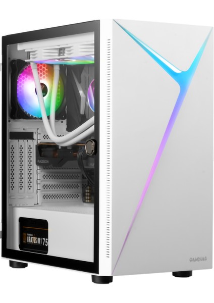 Gamdıas Argus E4 Elite Wh, 500W, Tempered Glass, Argb, Atx, White Edition, Gamıng Kasa