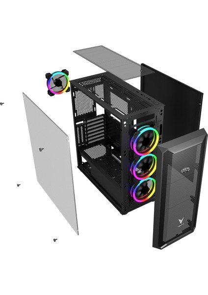 VENTO VG16AL MESH FSP 650W 80+ HYPER PRO 4x120MM RGB FAN E-ATX GAMING KASA