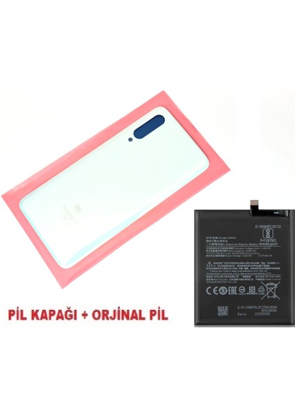 Xiaomi Mi 9 Arka Kapak Batarya Pil Kapağı + Pil (Cam) Beyaz