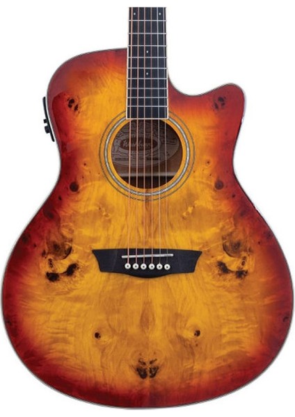 Deep Forest Burl Ace Amber Fade Elektro Akustik Gitar