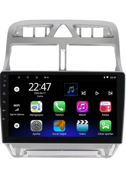 Peugeot 307 Android 6gb Ram 128GB Rom Carplay 8 Çekirdek Navigasyon Multimedya Oto Teyp