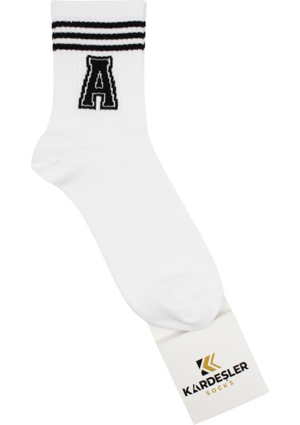 Unisex A Harfi Desenli Tenis Çorap (HARFLİ ÇORAP) 3 Çift