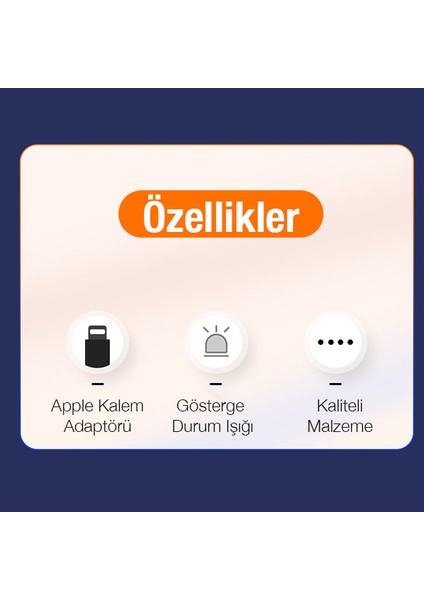 Düz Model Lightning To Type-C Dönüştürücü Apple Pencil Kalem Şarj Adaptörü ALL-36294