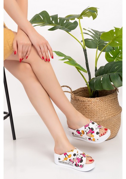 Minnie Mouse Desenli Açık Çapraz Model Airmax Taban Ortopedik Terlik