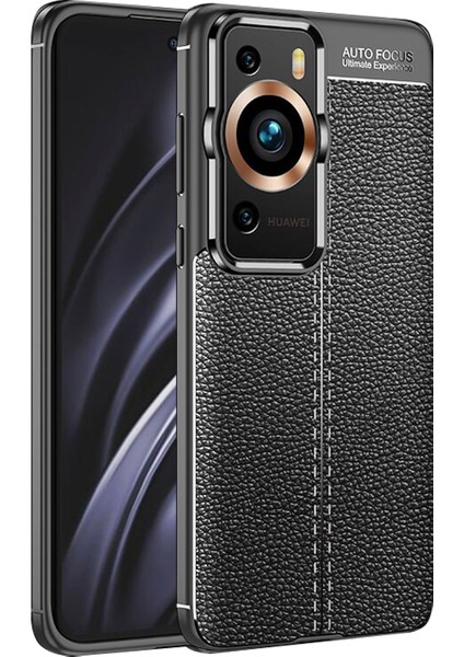 Huawei P60 / P60 Pro Leather Serisi Deri Efekt Silikon Kılıf - Siyah AL3337