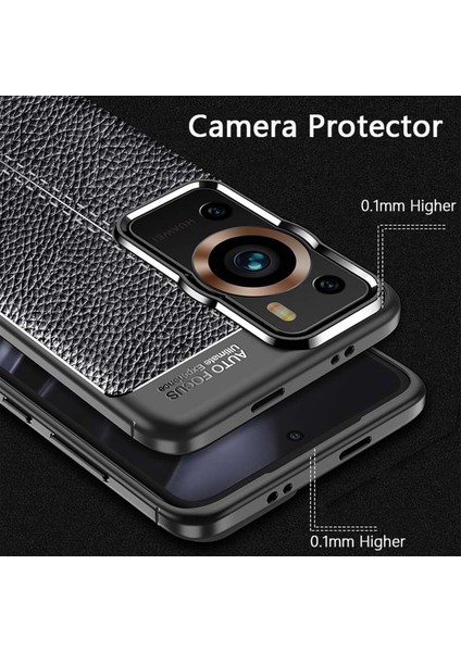 Huawei P60 / P60 Pro Leather Serisi Deri Efekt Silikon Kılıf - Siyah AL3337 modelleri