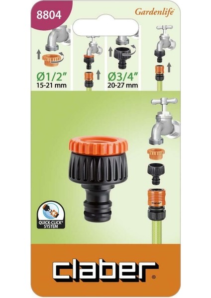 Musluk Adaptörü 1/2''-3/4'' Claber 8804