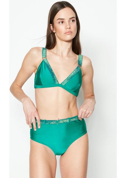 Simli Üçgen Bikini Takım 3220 Yeşil