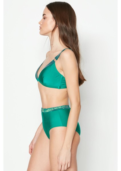 Simli Üçgen Bikini Takım 3220 Yeşil