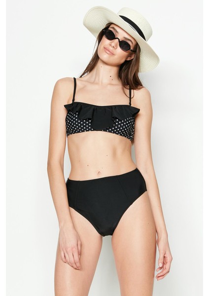 Fırfırlı Straplez Bikini Takım 3206 Siyah fiyatları