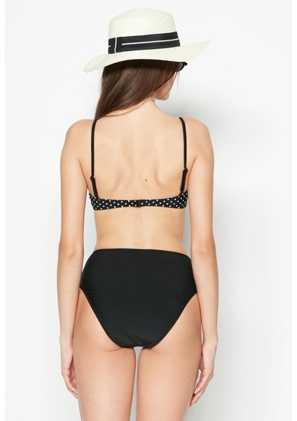 Fırfırlı Straplez Bikini Takım 3206 Siyah modelleri
