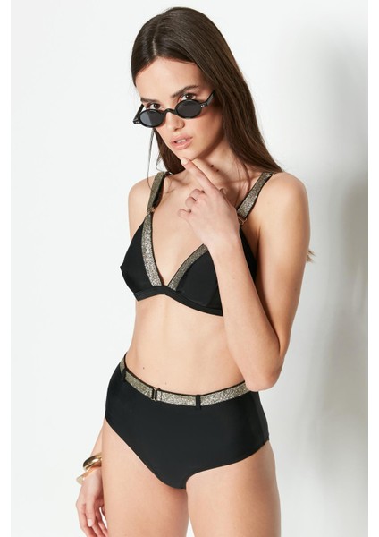 Simli Üçgen Bikini Takım 3220 Siyah