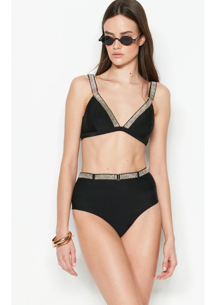 Simli Üçgen Bikini Takım 3220 Siyah