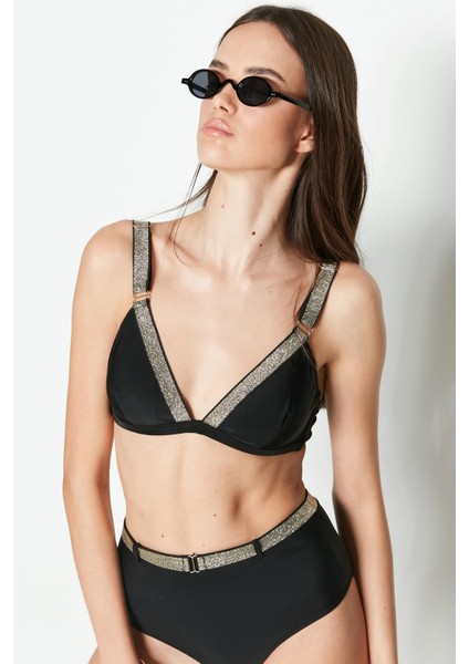 Simli Üçgen Bikini Takım 3220 Siyah