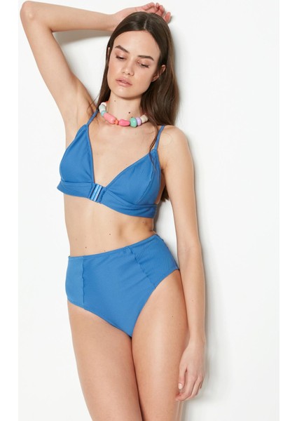Yüksek Bel Üçgen Bikini Takım 3226 Turkuaz