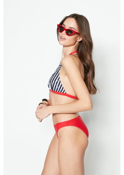 Uzun Üçgen Bikini Takım 3202 Lacivert/kırmızı modelleri