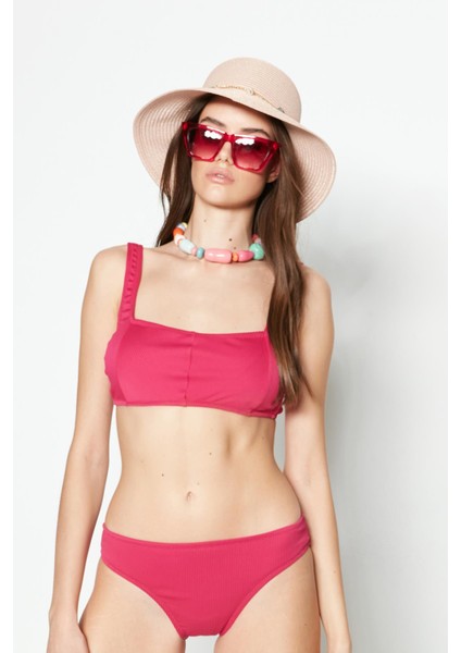 Straplez Bikini Takım 3227 Fuşya