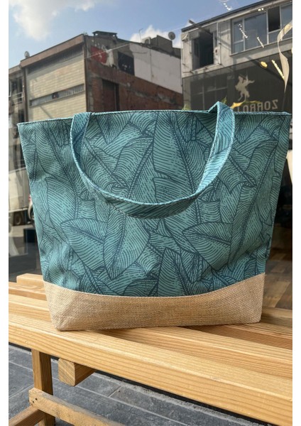 Kadın Dijital Baskılı Plaj Çantası Fermuarlı İç Cep ile 52x37x15 cm Y8670-26 K-12 modelleri