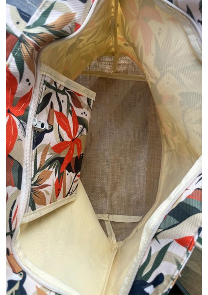 Dijital Baskılı Kadın Plaj Çantası Fermuarlı İç Cep ile 52x37x15 cm Y8670-26 K-03 indirimleri