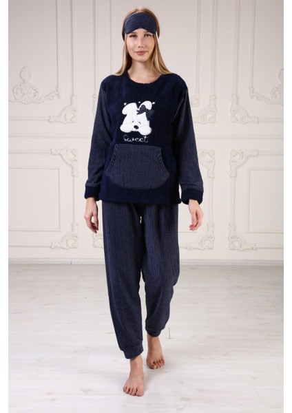 Cepli Baskılı Polar Pijama Takım
