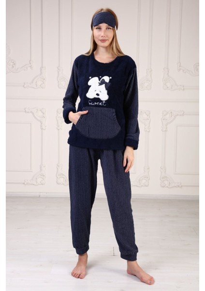 Cepli Baskılı Polar Pijama Takım