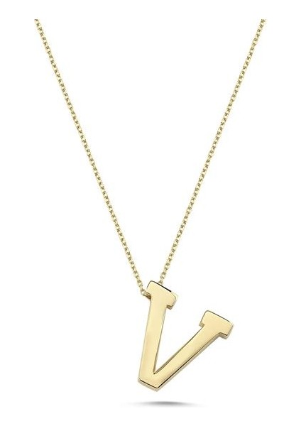 Altın Füzyon V Harfi Kolye