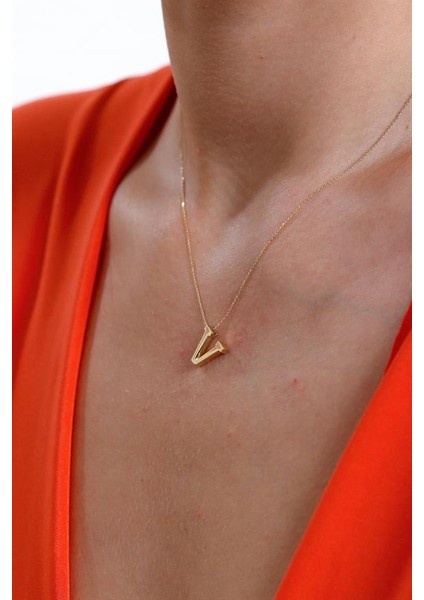 Altın Füzyon V Harfi Kolye indirimleri