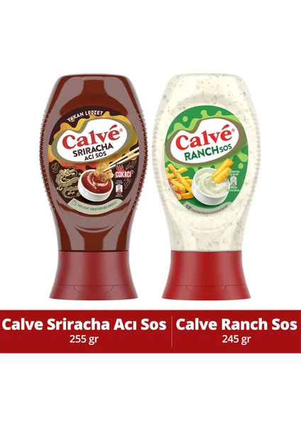 Acı Sos Sriracha Yakan Lezzet Çok Acı 255 G + Calve Sos Ranch 245 G