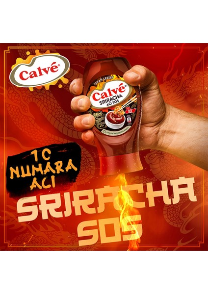 Acı Sos Sriracha Yakan Lezzet Çok Acı 255 G + Calve Sos Ranch 245 G