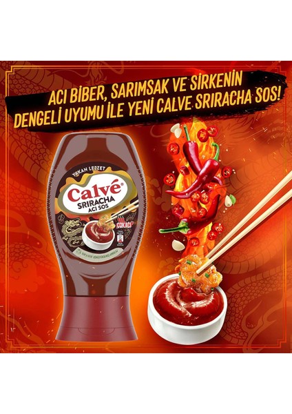 Acı Sos Sriracha Yakan Lezzet Çok Acı 255 G + Calve Sos Ranch 245 G